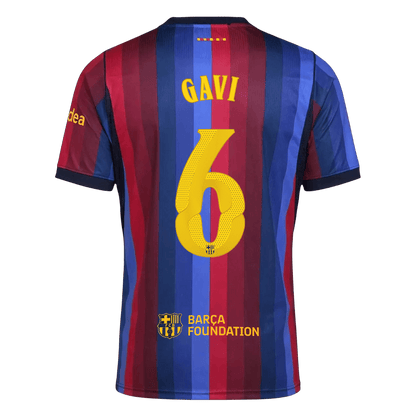 GAVI #6 Men Fan 26/27 Barcelona Home Soccer Jersey Short Sleeve Blue&Garnet - UCL