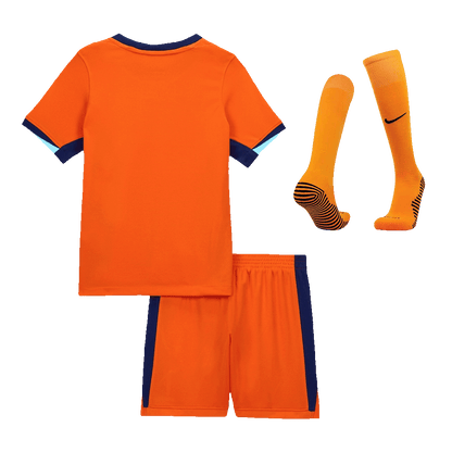 Kid's Netherlands Home Soccer Jersey Kit(Jersey+Shorts+Socks) Euro 2024
