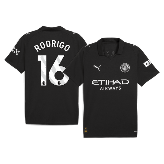 RODRIGO #16 Manchester City Away Soccer Jersey 2025/26 Black
