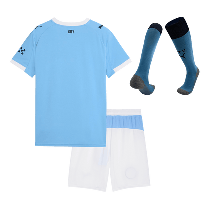 Kid's Manchester City Home Soccer Jersey Kit(Jersey+Shorts+Socks) 2025/26 Blue