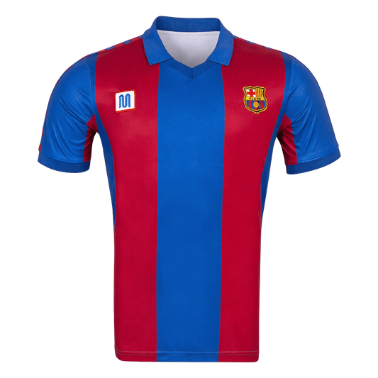 Men Retro Fan Version 80/82 Barcelona Home Soccer Jersey Short Sleeve Blue&Garnet