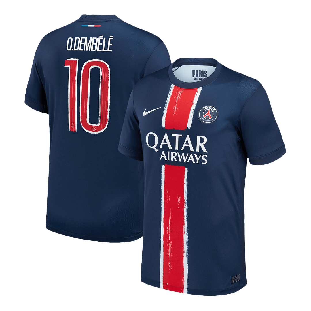 O.DEMBÉLÉ #10 PSG Home Soccer Jersey 2024/25 Navy - UCL