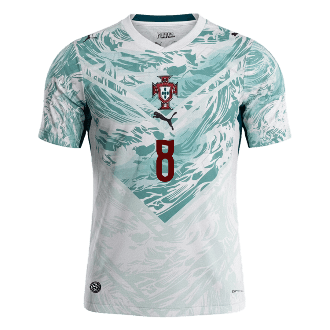 B.FERNANDES #8 Portugal Away Soccer Jersey World Cup 2026 White&Green