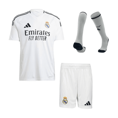 Men's Real Madrid Home Football Shirt Kit (Shirt+Shorts+Socks) 2024/25 Football Kit UK