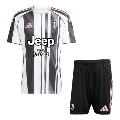 Juventus Home Soccer Jersey Kit(Jersey+Shorts) 2025/26 Black&White