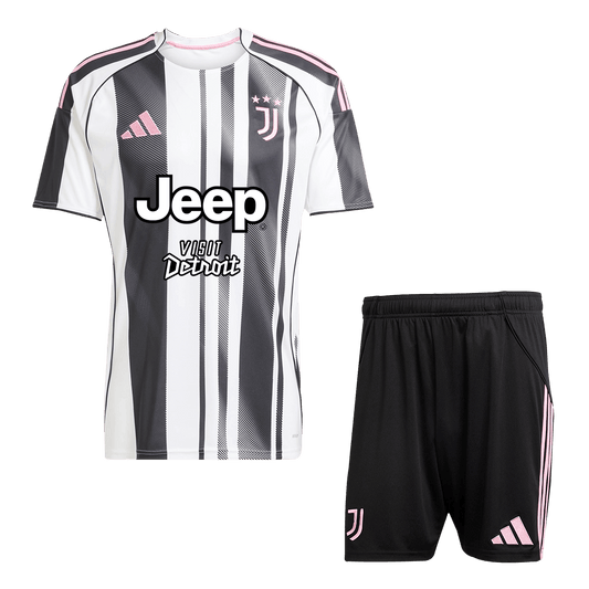 Juventus Home Soccer Jersey Kit(Jersey+Shorts) 2025/26 Black&White