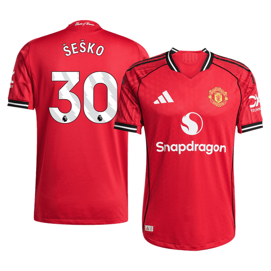 ŠEŠKO #30 Authentic Manchester United Home Soccer Jersey 2025/26 Red