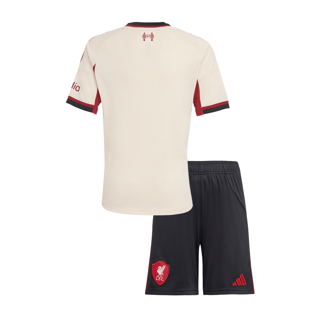 Kid's Liverpool Away Soccer Jersey Kit(Jersey+Shorts) 25/26 White