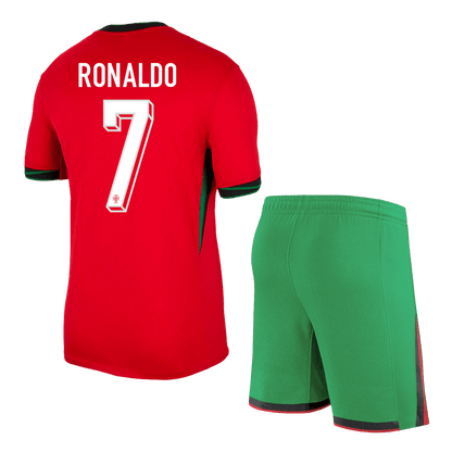 RONALDO #7 Portugal Home Soccer Jersey Kit(Jersey+Shorts) Euro 2024
