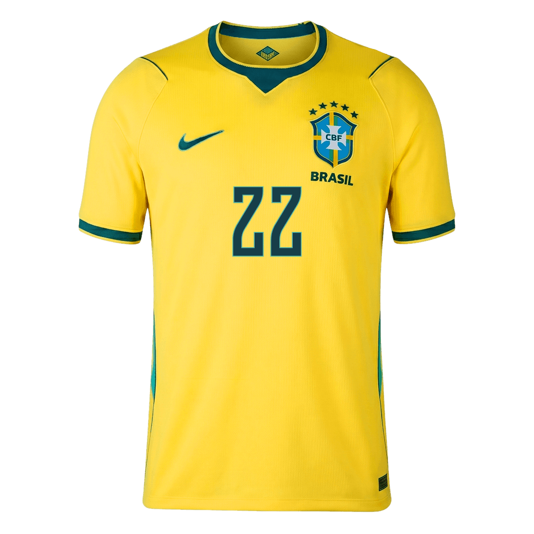 JOÃO PEDRO #22 Brazil Home Soccer Jersey World Cup 2026 Yellow