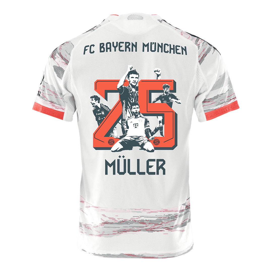 Authentic MÜLLER Special #25 Bayern Munich Away Soccer Jersey 2025/26 White