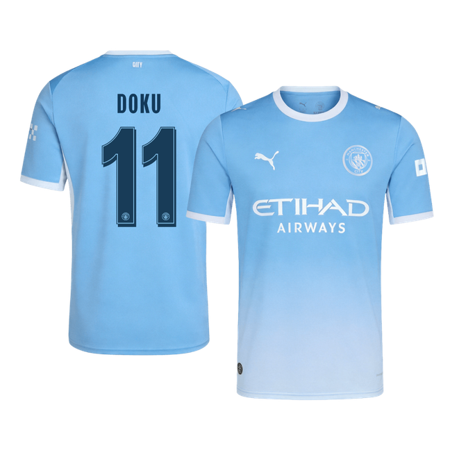 DOKU #11 Manchester City Home Soccer Jersey 26/27 Blue - UCL