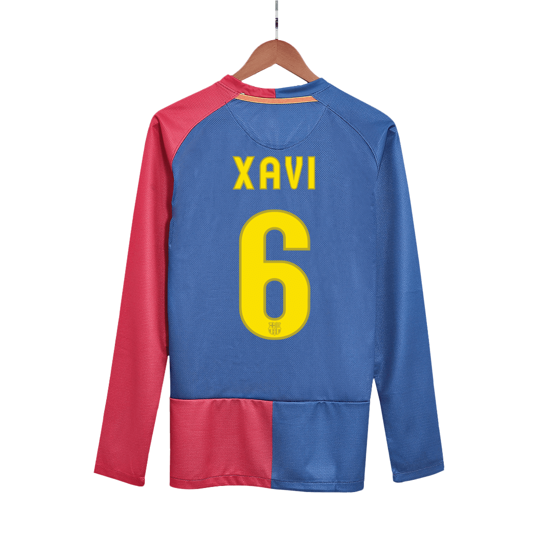 Retro XAVI #6 2008/09 Barcelona Home Long Sleeve Soccer Jersey - UCL Final