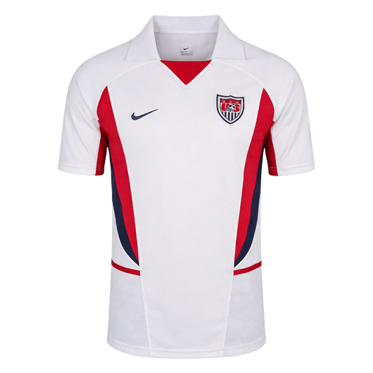 Men Retro Fan Version 2002 United States Home Soccer Jersey Short Sleeve White