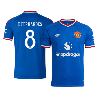 B. FERNANDES #8 Manchester United Away Soccer Jersey 2026/27 Blue - UCL