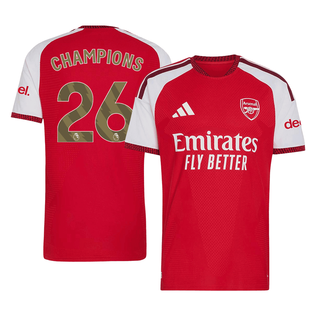 Authentic CHAMPIONS #26 Arsenal Home Soccer Jersey 2026/27