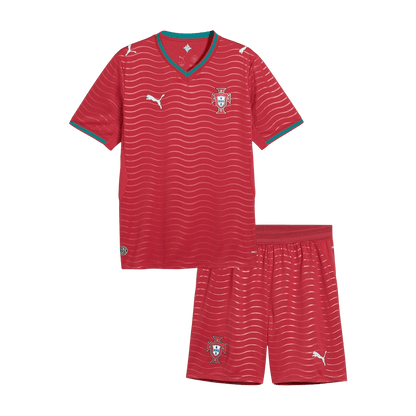 Kid's Portugal Home Soccer Jersey Kit(Jersey+Shorts) World Cup 2026 Red