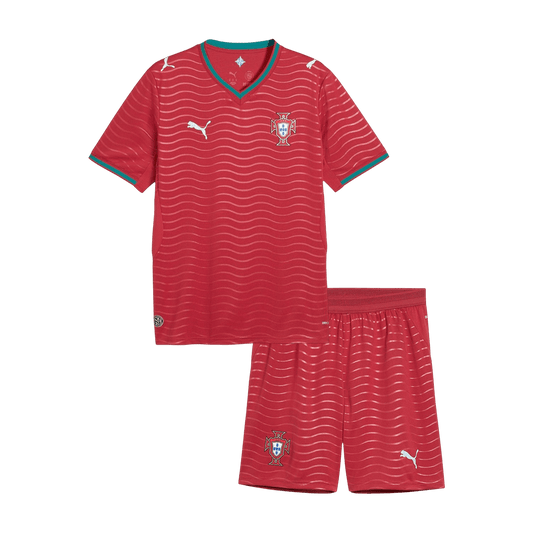 Kid's Portugal Home Soccer Jersey Kit(Jersey+Shorts) World Cup 2026 Red