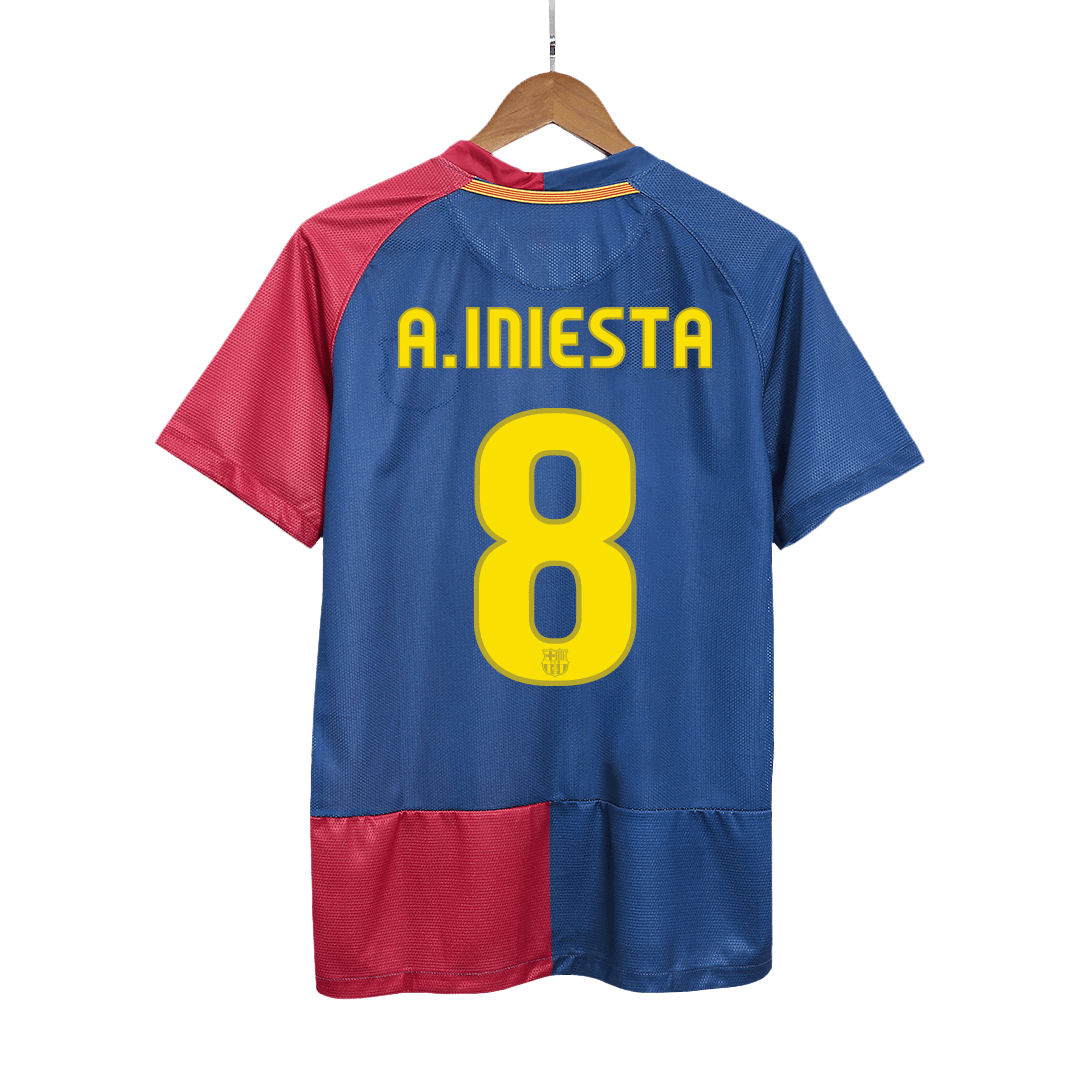 Retro A.INIESTA #8 2008/09 Barcelona Home Soccer Jersey - UCL Final