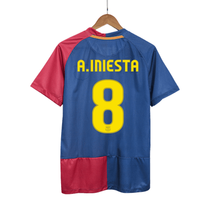 Retro A.INIESTA #8 2008/09 Barcelona Home Soccer Jersey - UCL Final