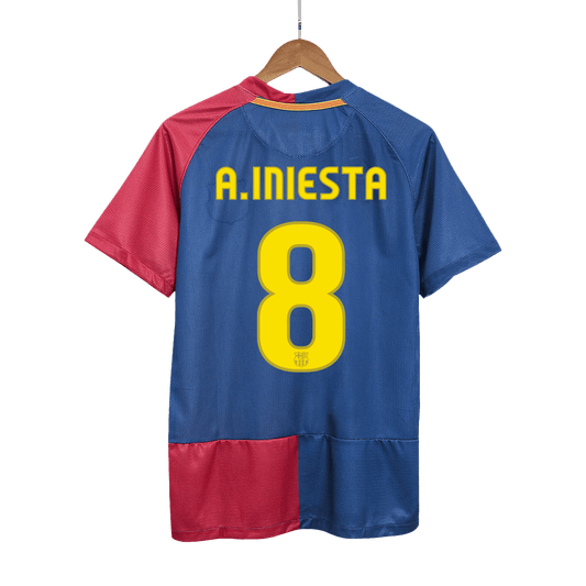 Retro A.INIESTA #8 2008/09 Barcelona Home Soccer Jersey - UCL Final