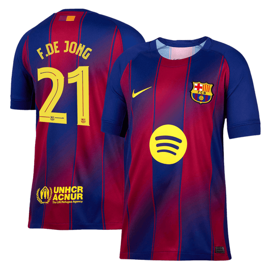 F.DE JONG #21 Barcelona Home Soccer Jersey 2025/26 Red&Blue - UCL