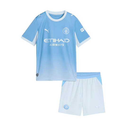Kids Manchester City Home Soccer Jersey Kit (Jersey+Shorts) 2026/27 Blue
