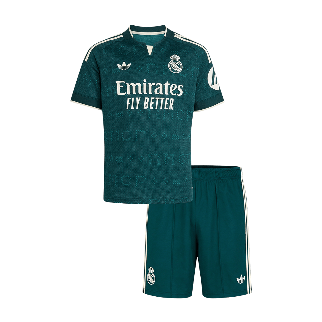 Kids Real Madrid Away Soccer Jersey Kit (Jersey+Shorts) 2026/27 Green