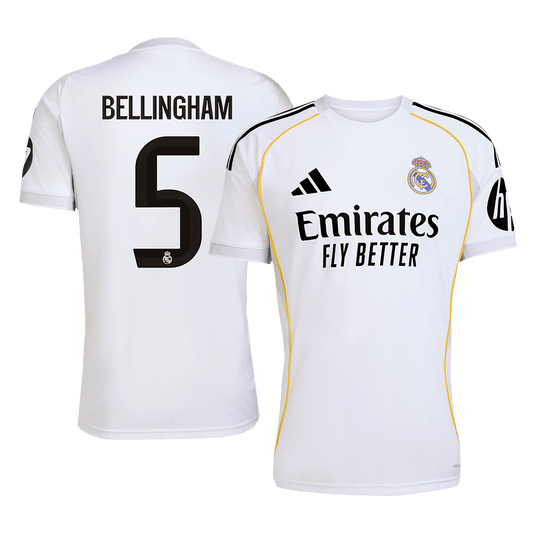 BELLINGHAM #5 Real Madrid Home Soccer Jersey 2025/26 White