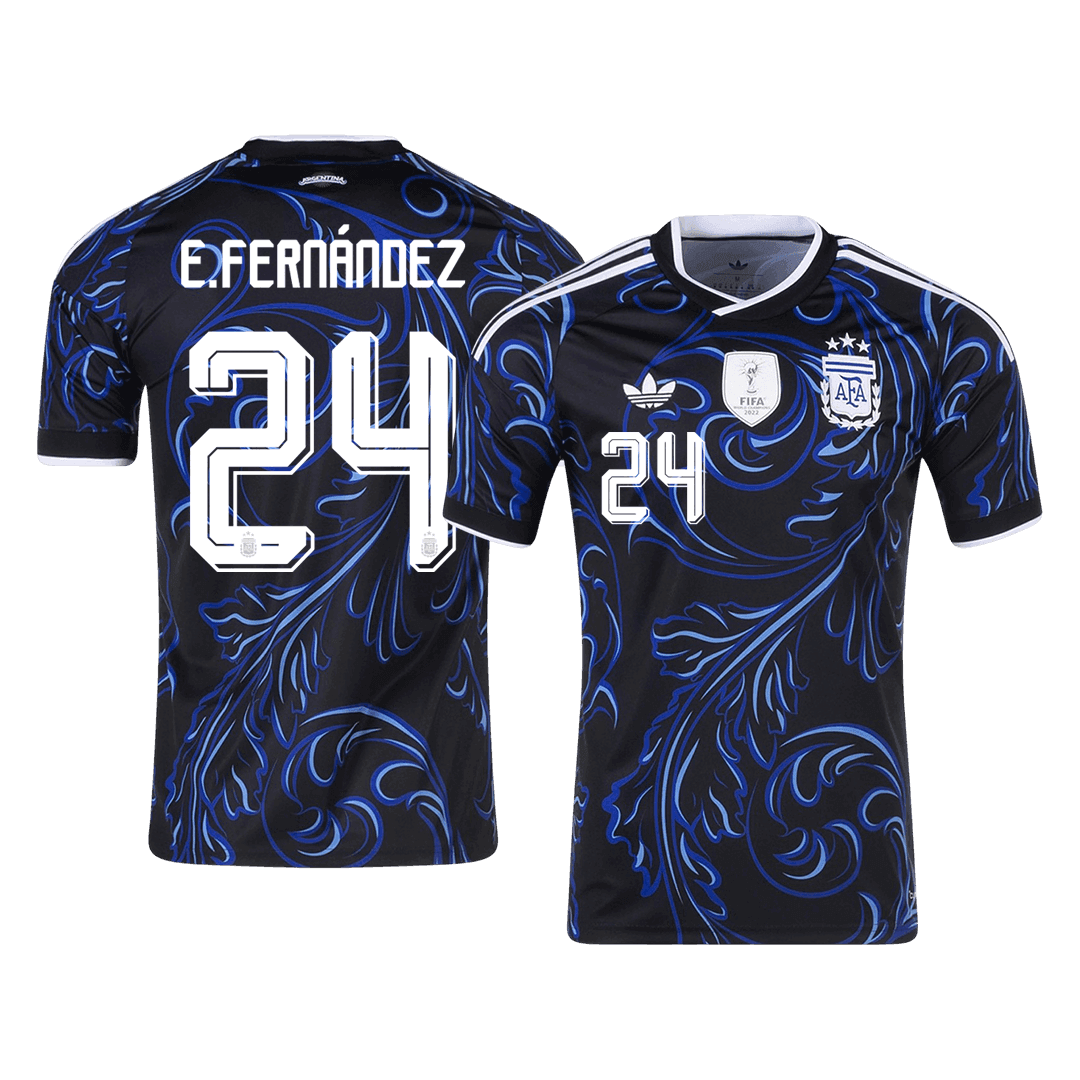 E. FERNÁNDEZ #24 Argentina Away Football Shirt World Cup 2026 Black