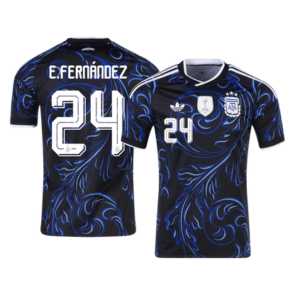 E. FERNÁNDEZ #24 Argentina Away Football Shirt World Cup 2026 Black