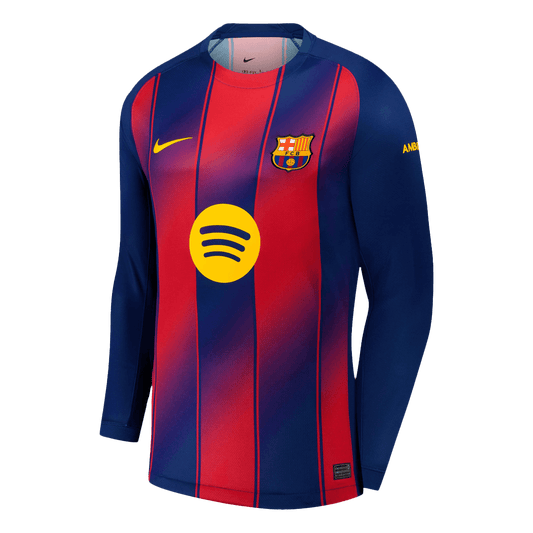25/26 Barcelona Home Long Sleeve Soccer Jersey Red&Blue