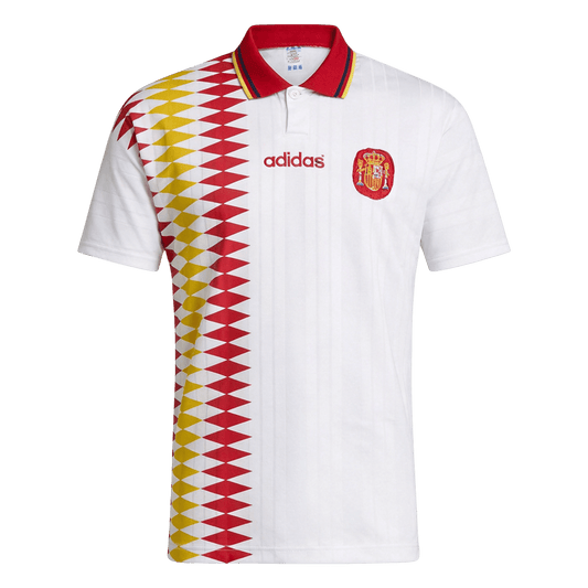 Men Retro Fan Version 1994 Spain Away Soccer Jersey White