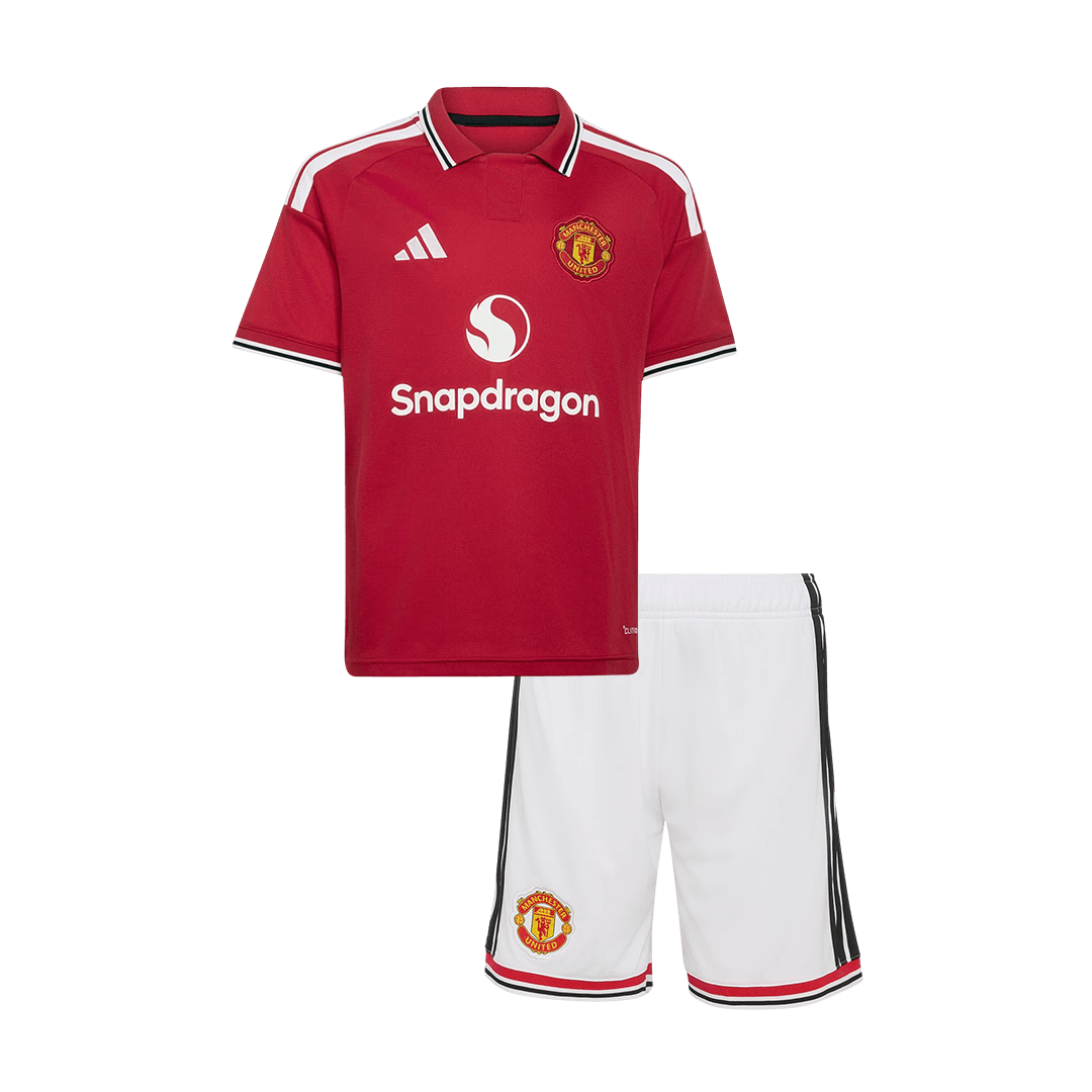 Kids Manchester United Home Soccer Jersey Kit (Jersey+Shorts) 2026/27 Red