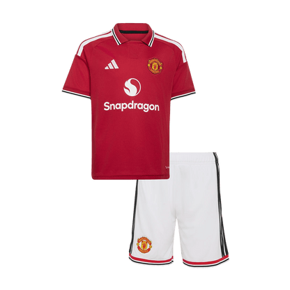 Kids Manchester United Home Soccer Jersey Kit (Jersey+Shorts) 2026/27 Red