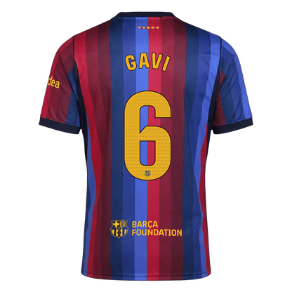 GAVI #6 Men Fan 26/27 Barcelona Home Soccer Jersey Short Sleeve Blue&Garnet