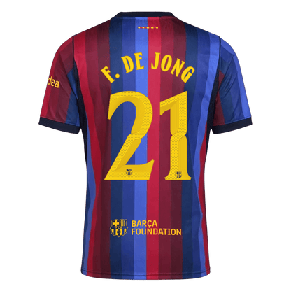 F. DE JONG #21 Men Fan 26/27 Barcelona Home Soccer Jersey Short Sleeve Blue&Garnet - UCL