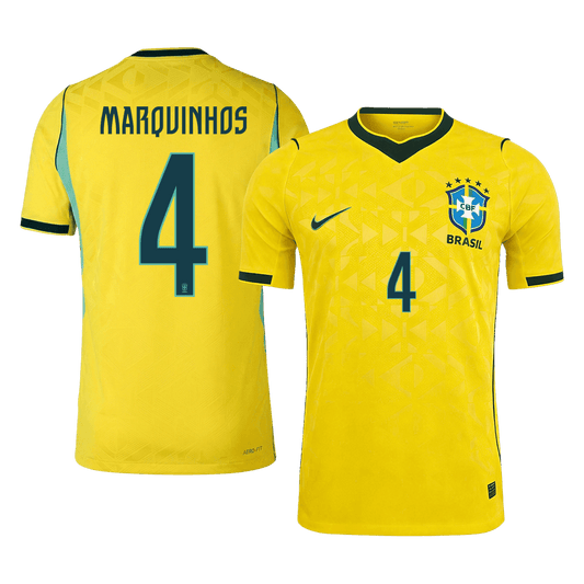 Authentic MARQUINHOS #4 Brazil Home Football Shirt 2026