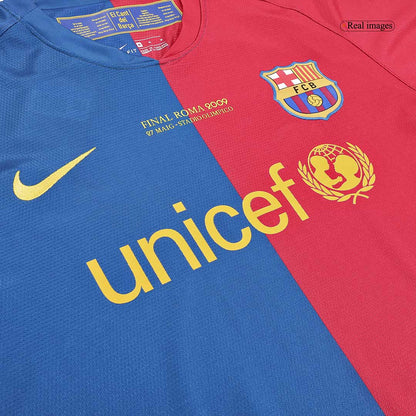 Retro A.INIESTA #8 2008/09 Barcelona Home Long Sleeve Soccer Jersey - UCL Final