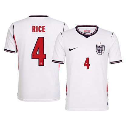 RICE #4 England Home Soccer Jersey World Cup 2026 White