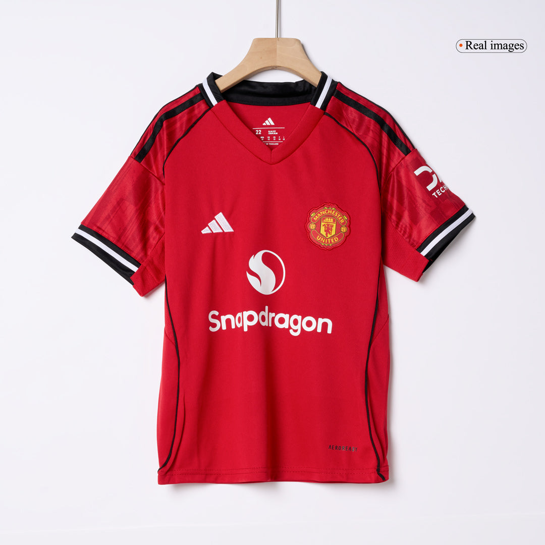 Kid's Manchester United Home Soccer Jersey Kit(Jersey+Shorts) 2025/26 Red