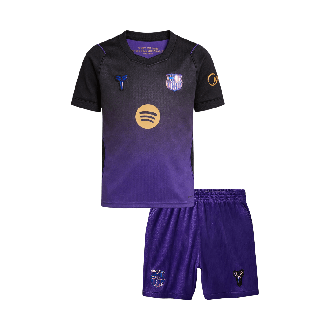 Kids Barcelona Away Soccer Jersey Kit (Jersey+Shorts) 2026/27 Purple