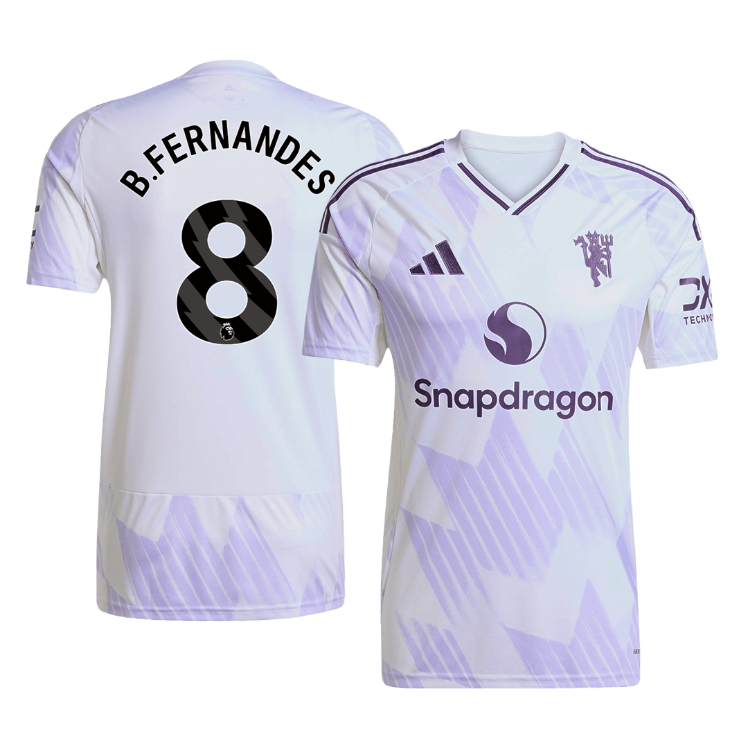 B.FERNANDES #8 Manchester United Away Soccer Jersey 2025/26 White