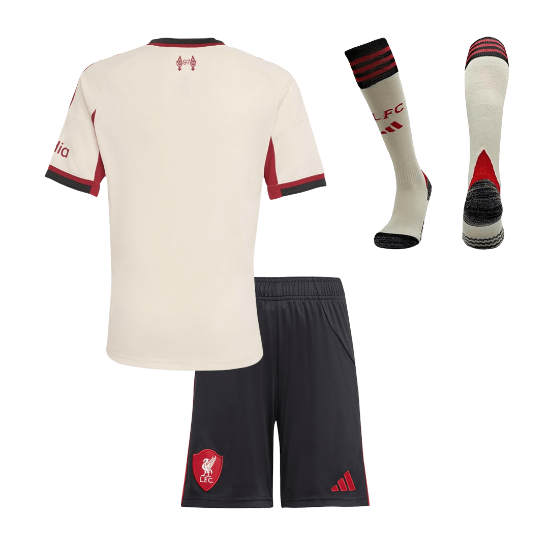 Kid's Liverpool Away Soccer Jersey Kit(Jersey+Shorts+Socks) 25/26 White