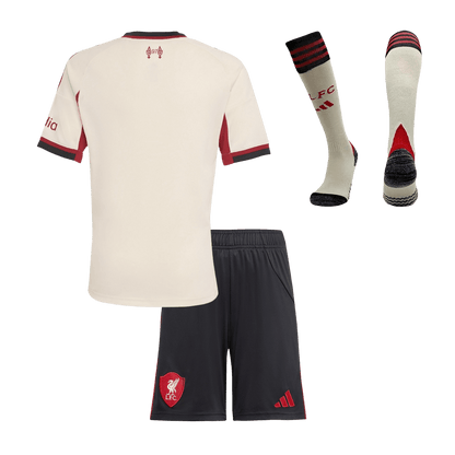 Kid's Liverpool Away Soccer Jersey Kit(Jersey+Shorts+Socks) 25/26 White