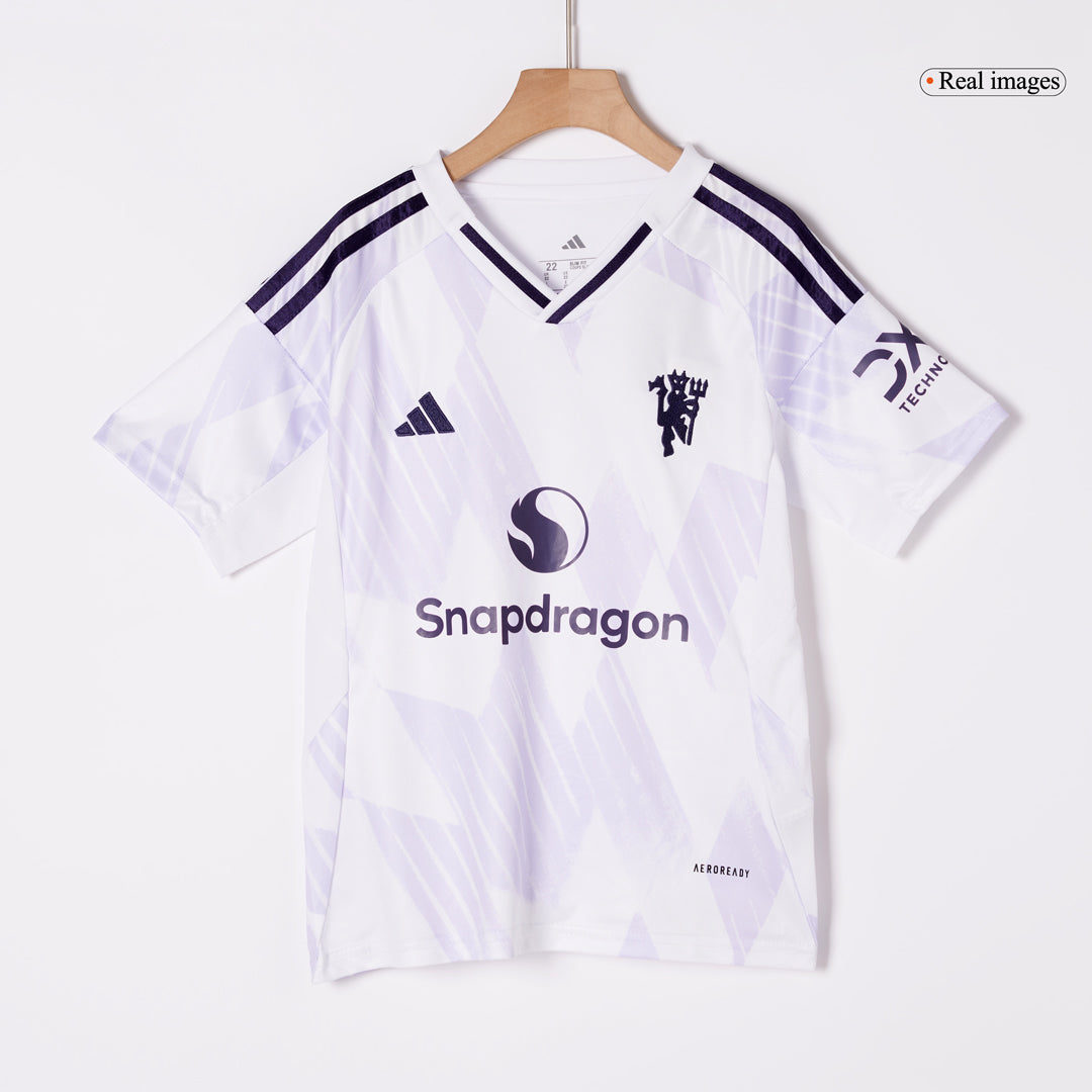 Kid's Manchester United Away Soccer Jersey Kit(Jersey+Shorts) 2025/26 White