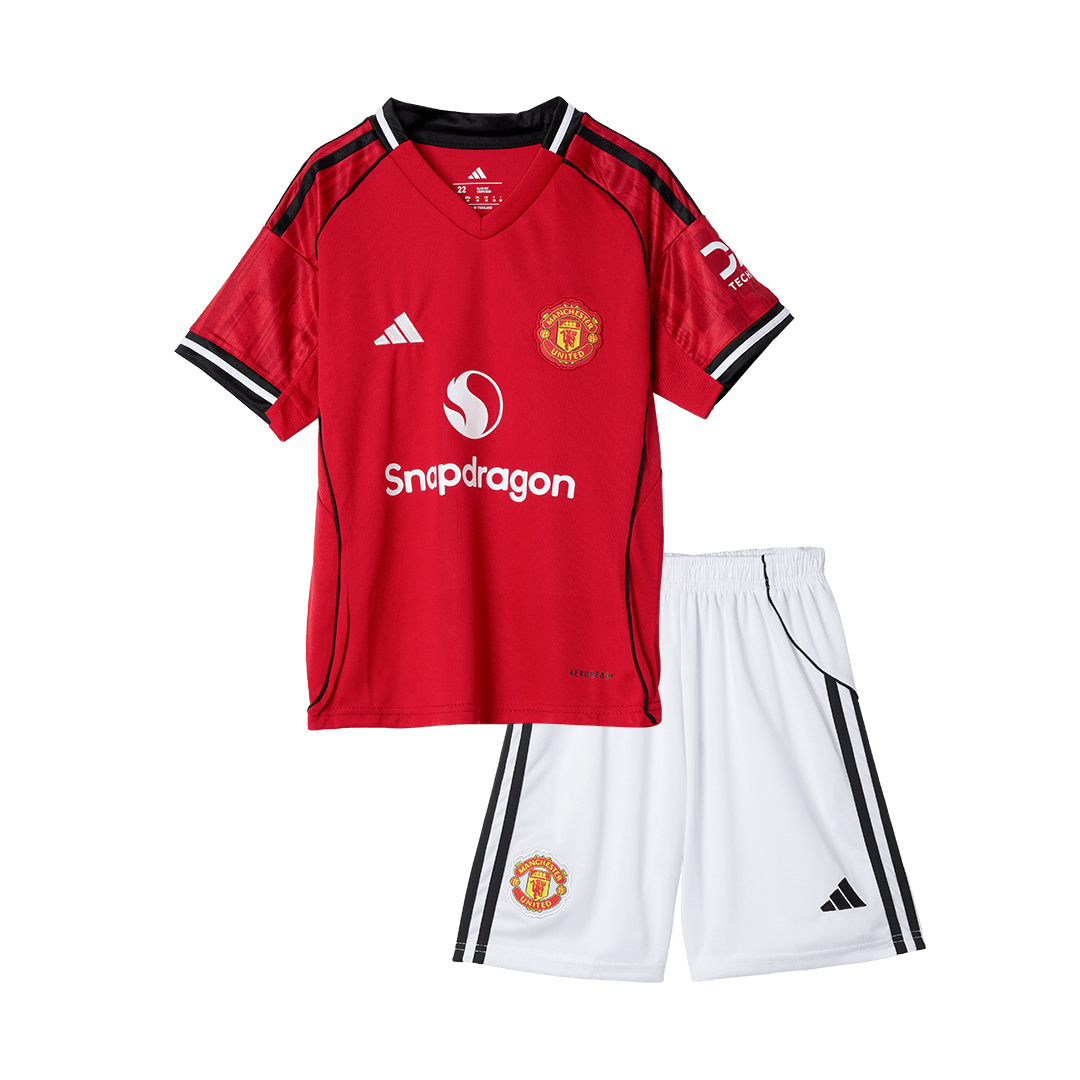 Kid's Manchester United Home Soccer Jersey Kit(Jersey+Shorts) 2025/26 Red