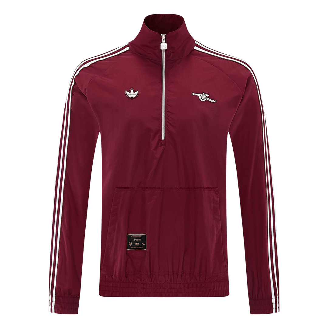 Men 2026 Arsenal Half-Zip Windbreaker Jacket Red