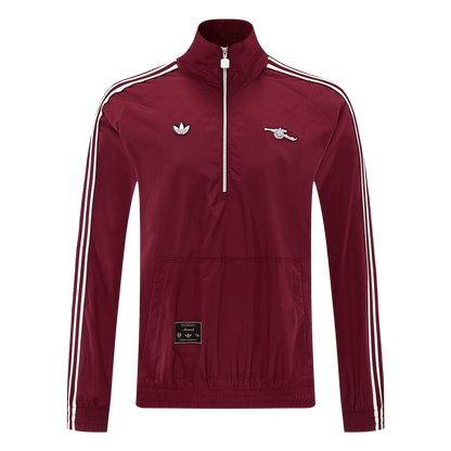 Men 2026 Arsenal Half-Zip Windbreaker Jacket Red