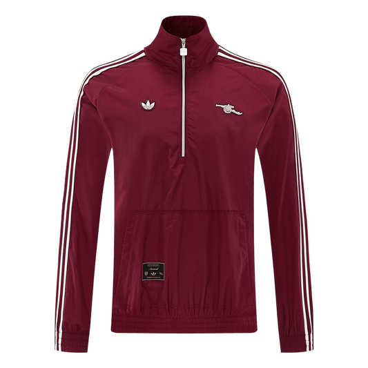 Men 2026 Arsenal Half-Zip Windbreaker Jacket Red